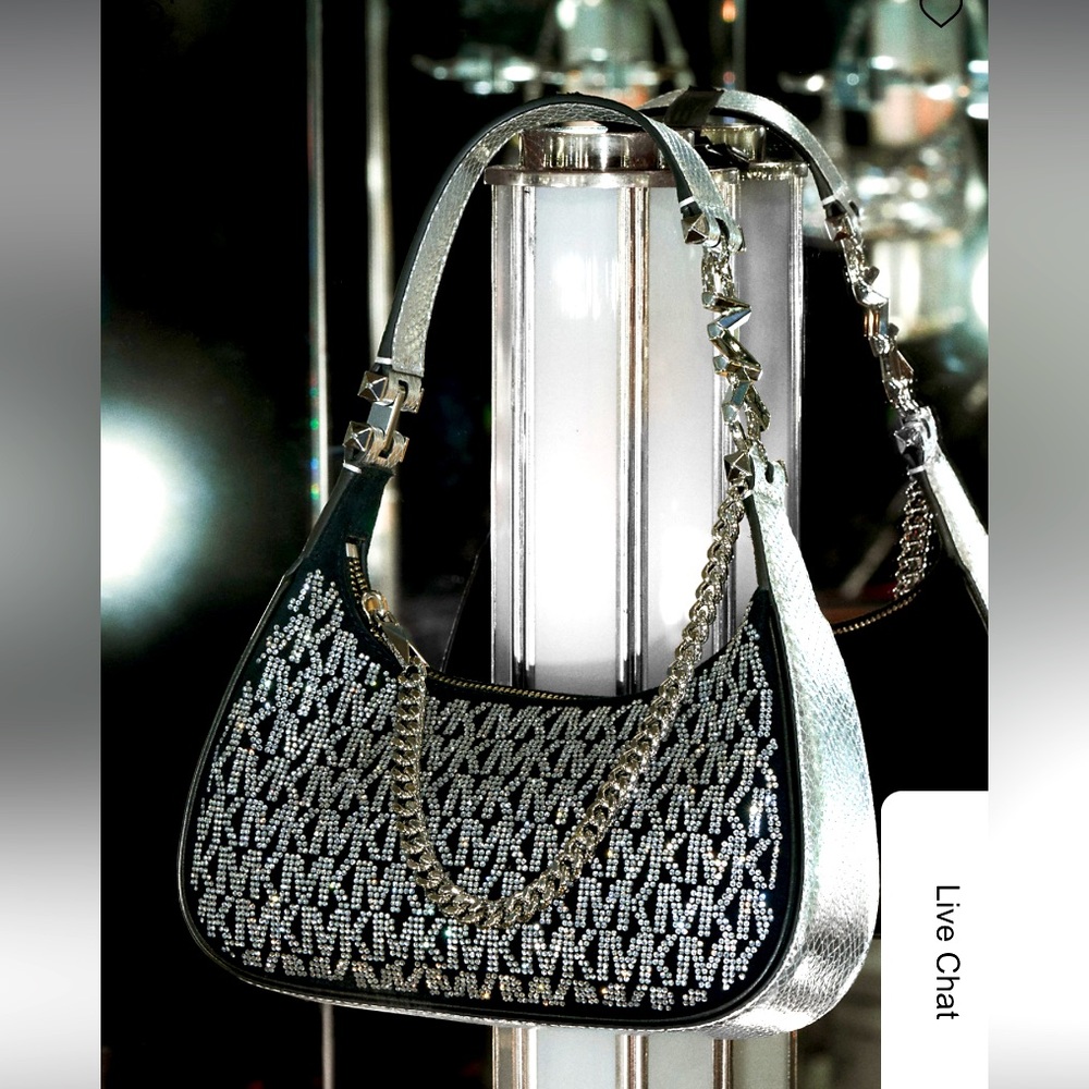 Michael Kors Piper Small Crystal logo suede shoulder bag
